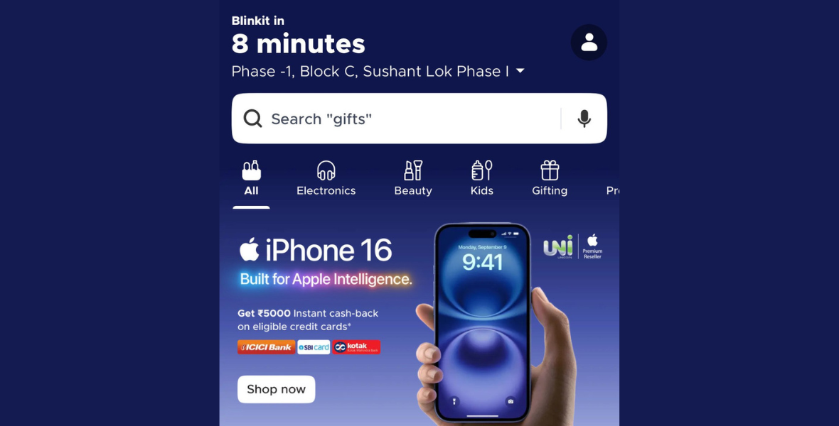Blinkit, Unicorn Infosolutions, iPhone 16, iPhone 16 Plus, quick commerce, Delhi NCR, Mumbai, Pune, Bengaluru, Apple Premium Reseller, EMI options, iPhone delivery, tech partnership, smartphone, discounts,