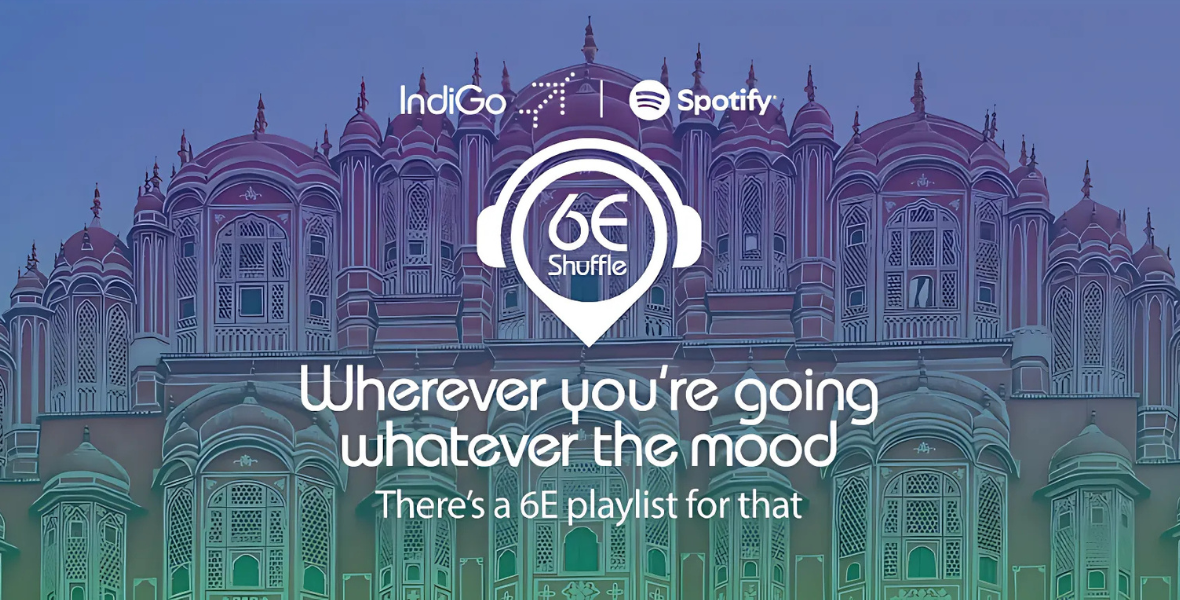 Indigo airlines, spotify premium, personalized playlists, tailored playlists, spotify launch, indigo’s destination, membership, complimentary spotify, indigo flights, aviation, subscription, global streaming platform, audio streaming platform, global audio streaming, 6E Shuffle, travel playlists, Indigo, Spotify, booking, complimentary spotify, premium subscription, partnership, personalised playlist, travel destinations, spotify app, innovative technology, emotional connection, consumer behavior, I-Pop, film artist, music, campaign, Neetan Chopra, digital, information, immersive experience, interconnected, Neha Ahuja, marketing, audience,
