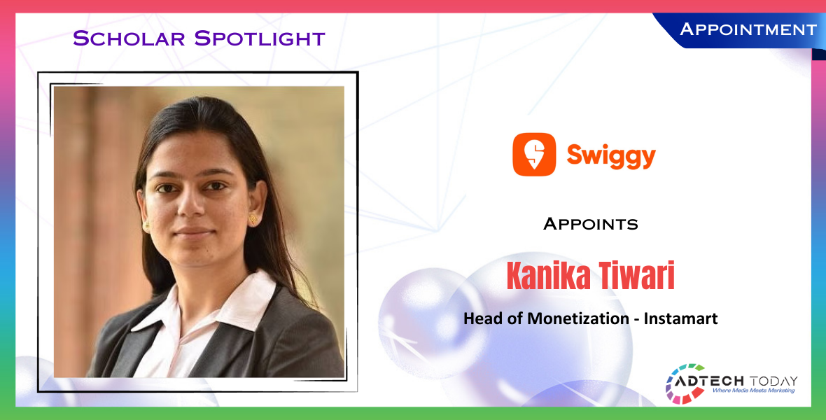 Flipkart, Swiggy Instamart, Kanika Tiwari, CXO Moves, scholar spotlight, director of strategy, strategy and growth, head of monetization, monetization, engineer, ericsson, Rivigo, management trainee, brand ads solution, Swiggy Instamart, experiences, creative, banner, franchise, food delivery, gold coins, mangalore, swiggy app, coupon, swiggy grocery store, grocery delivery, vice president, swiggy delivery, instamart logo,