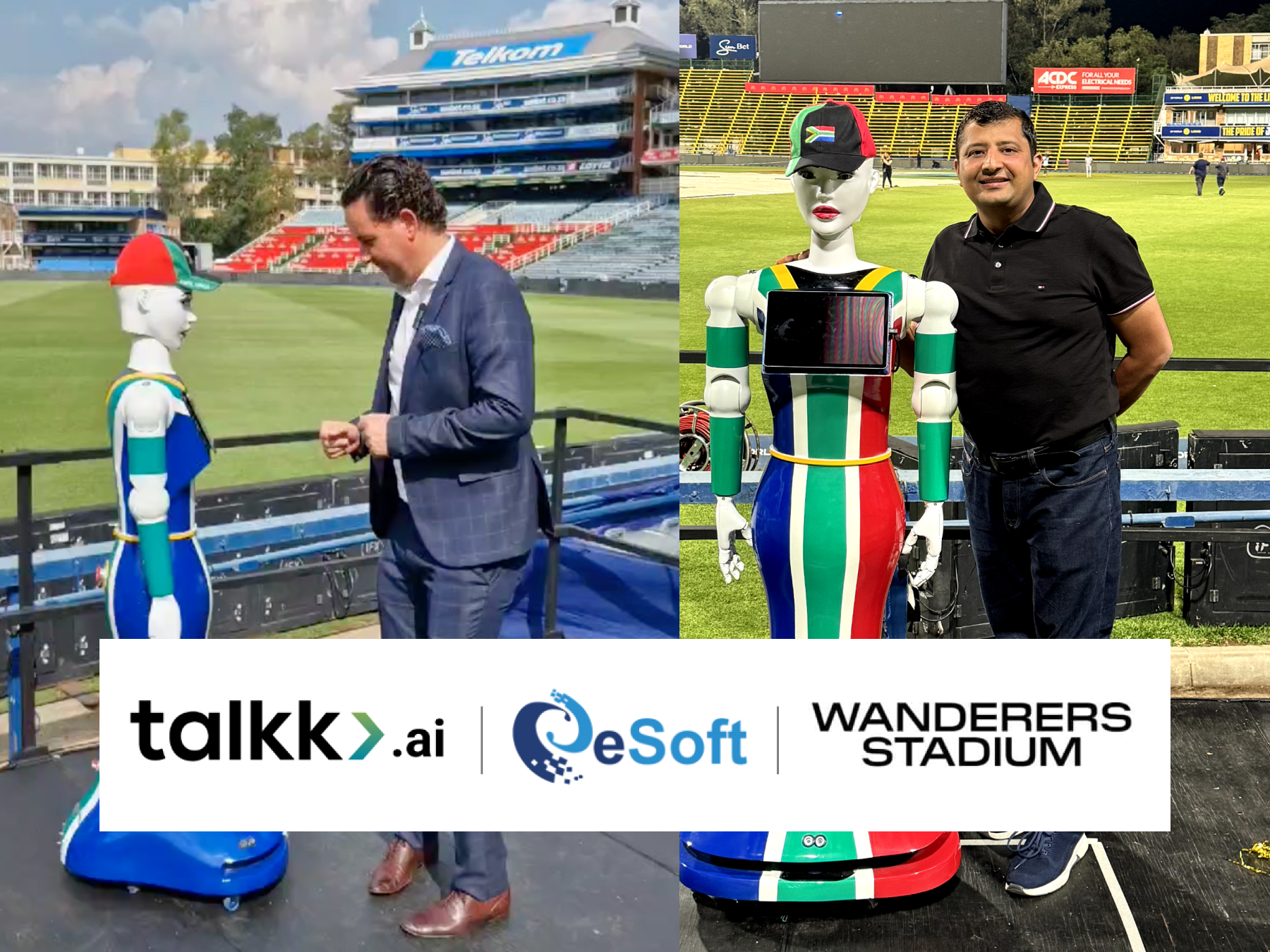 Talkk.ai, humanoid robots in sports, AI in fan engagement, AI-powered stadium experiences, cricket and AI, sports technology, AI-driven customer engagement, innovation in sports, artificial intelligence in cricket, robotic fan interaction, smart stadium technology, AI-powered chatbot platform, AI for business automation, omnichannel AI engagement, AI-powered event experiences, robotics in sports events, Gen AI chatbot, AI in marketing, AI agents for businesses, AI transformation, tech-driven fan engagement, 