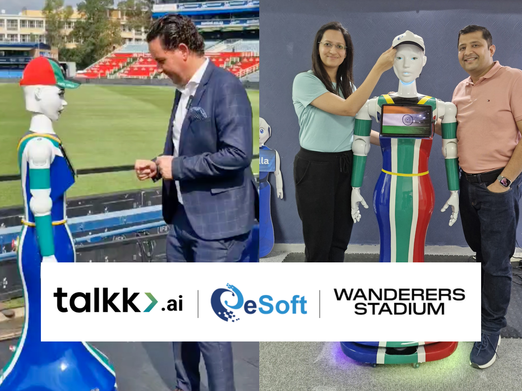 Talkk.ai, humanoid robots in sports, AI in fan engagement, AI-powered stadium experiences, cricket and AI, sports technology, AI-driven customer engagement, innovation in sports, artificial intelligence in cricket, robotic fan interaction, smart stadium technology, AI-powered chatbot platform, AI for business automation, omnichannel AI engagement, AI-powered event experiences, robotics in sports events, Gen AI chatbot, AI in marketing, AI agents for businesses, AI transformation, tech-driven fan engagement, 