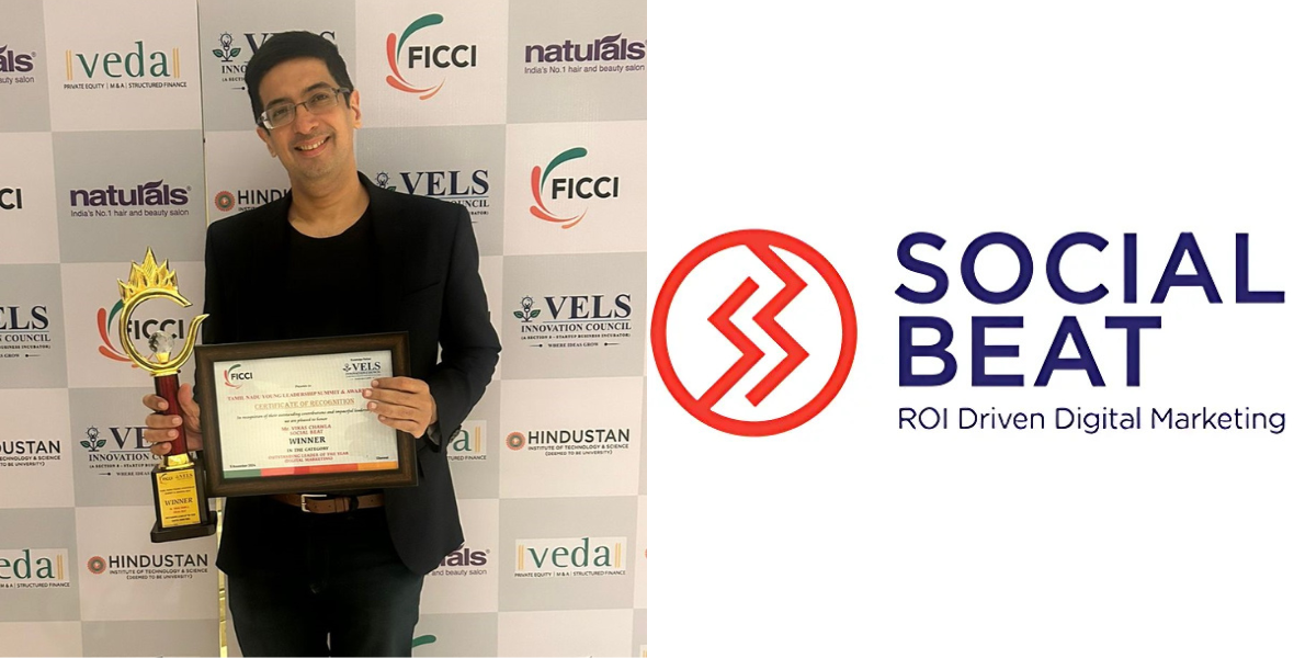 Vikas Chawla, Social Beat, Outstanding Leader of the Year, FICCI Young Leadership Awards, digital marketing leader, agency leadership, influencer marketing, D2Scale, leadership recognition, entrepreneurship, management graduate, leadership awards, business growth, resilience in leadership, team building, digital transformation, innovative leadership, Social Beat success, client results, leadership culture,