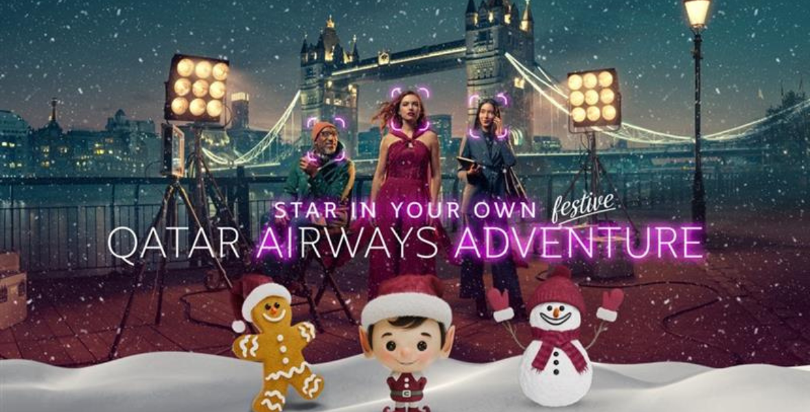 Qatar Airways, AI campaign, Qatar Airways Adventure, holiday marketing, face-swap videos, festive campaign, giveaways, Business Class tickets, QVerse, interactive marketing, personalized experiences, global engagement, airline marketing, travel innovation, social media campaign, Instagram, TikTok, Babar Rahman, Global Marketing, Corporate Communications, immersive experience, holiday-themed videos, AI-generated content, campaign microsite, ai.flyqatar.com, festive characters, elf, snowman, gingerbread, hidden rewards, customer engagement,