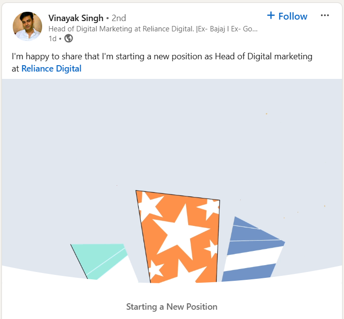 Reliance Digital, Vinayak Singh, Head of Digital Marketing, Mumbai, India, digital marketing, digital transformation, online presence, marketing and communication, D2C marketing, data-driven strategies, social media, e-commerce, online reputation management, customer relationship management, brand management, Bajaj Consumer Care, LG Electronics, Abbott Nutrition, Godrej & Boyce, Reliance Retail, consumer electronics, technology retail, digital footprint, customer engagement, innovative marketing strategies, modern consumer, digital experiences.