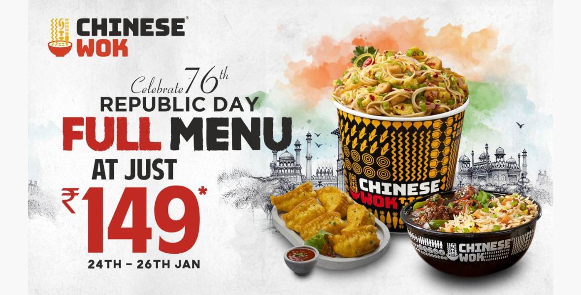 Chinese Wok, Republic Day, Republic Day Offer, ₹149 Offer, ₹149 Menu, Desi-Chinese, Chinese Food, Indian Chinese Food, Restaurant Offer, Food Deals, Dining Deals, Lenexis Foodworks, QSR, Quick Service Restaurant, Food Promotion, Restaurant Promotion, India, Indian Cuisine, Food, Dining, Restaurants, Deals, Offers, Promotions, Tier 2 Cities, Tier 3 Cities, Aayush Madhusudan Agrawal, Superrr Bowl, Wok Wednesday, Buy 1 Get 1 Free, Super Sundays, Value Dining, Affordable Food,