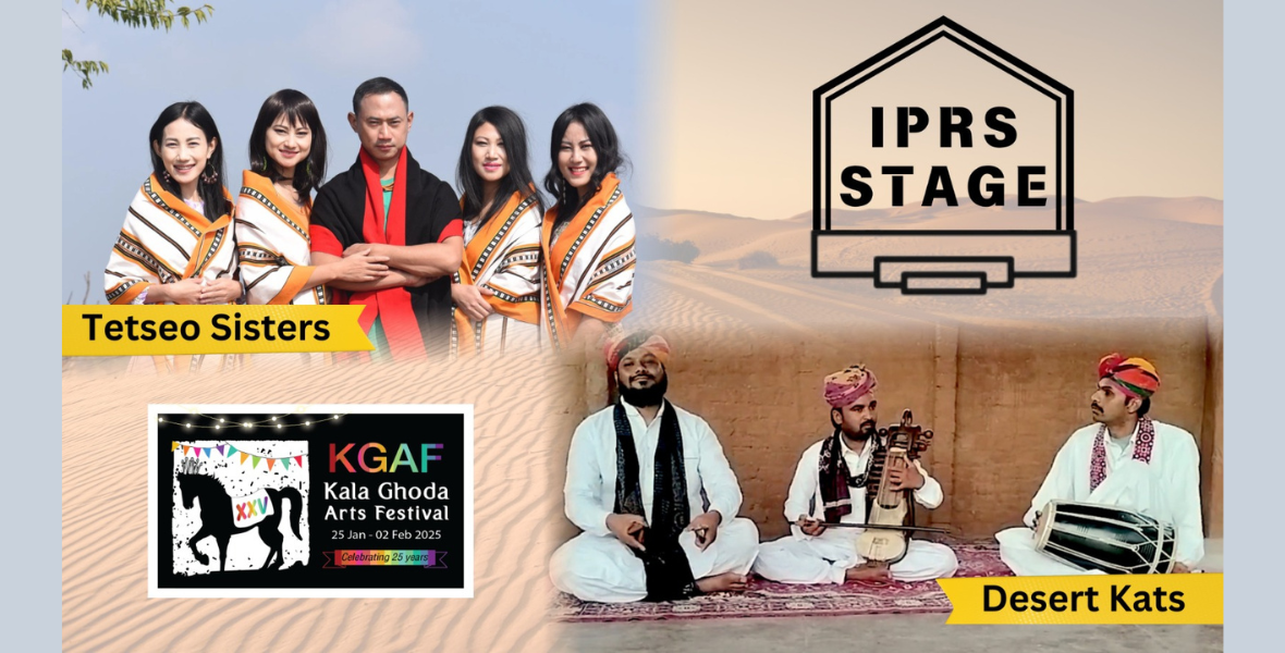 IPRS Stage, Kala Ghoda Arts Festival, Tetseo Sisters, Desert Kats, Indian Music, Folk Music, Chakhesang Naga Tribe, Langa Community Music, Cultural Heritage, Regional Music, Cross Maidan, Mumbai Events, Musical Heritage, Traditional Music, Indian Performing Rights Society, Silver Jubilee, Cultural Exchange, India’s Music Legacy, Tetseo Sisters Performance, Desert Kats Performance, Kohima Music, Barmer Rajasthan Music, Sarangi, Khartal, Algoza, North Eastern Indian Music, Rajasthan Folk Music, IPRS Kala Ghoda 2025, Music Festivals in Mumbai, India Folk Traditions,