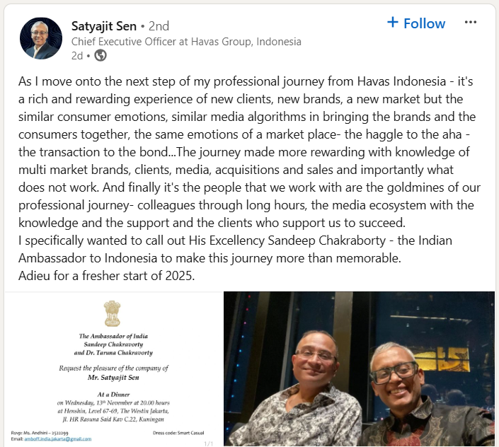 Satyajit Sen, Havas Indonesia, CEO, media industry, marketing strategy, leadership, advertising, Samsung India, ZenithOptimedia, MediaCom, Maxus, career journey, professional growth, client relationships, brand strategy, advertising leadership, media ecosystem, business transformation, digital marketing, advertising executive, multi-market brands, media management, media partnerships, brand development, client success, industry leadership, 