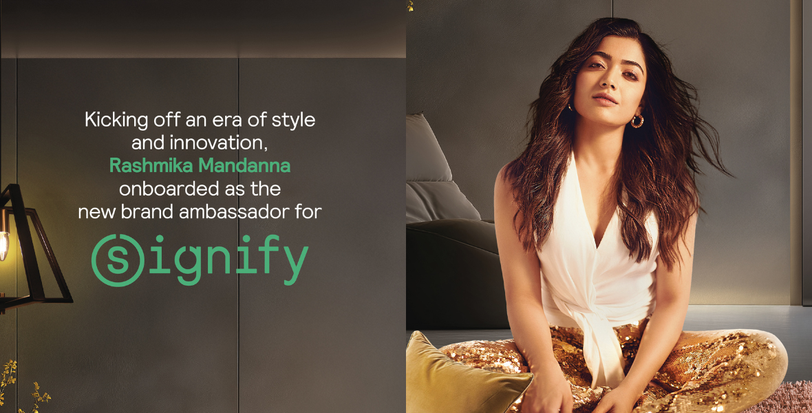 Signify, Rashmika Mandanna, brand ambassador, energy efficiency, innovation, customer engagement, Ecolink, Philips, India, summer campaign, Brighter Lives Better World, sustainability, lighting solutions, marketing strategy, pan-India appeal, celebrity partnership, consumer engagement, Nikhil Gupta, Sumit Joshi, Greater India, sustainable lighting, lighting innovation, celebrity endorsement, Rashmika Mandanna style, Indian consumers, lighting brand, Signify India, 130-year legacy, lighting innovation, renewable energy solutions, eco-friendly lighting, celebrity image, lighting products, brand association, lighting technology,