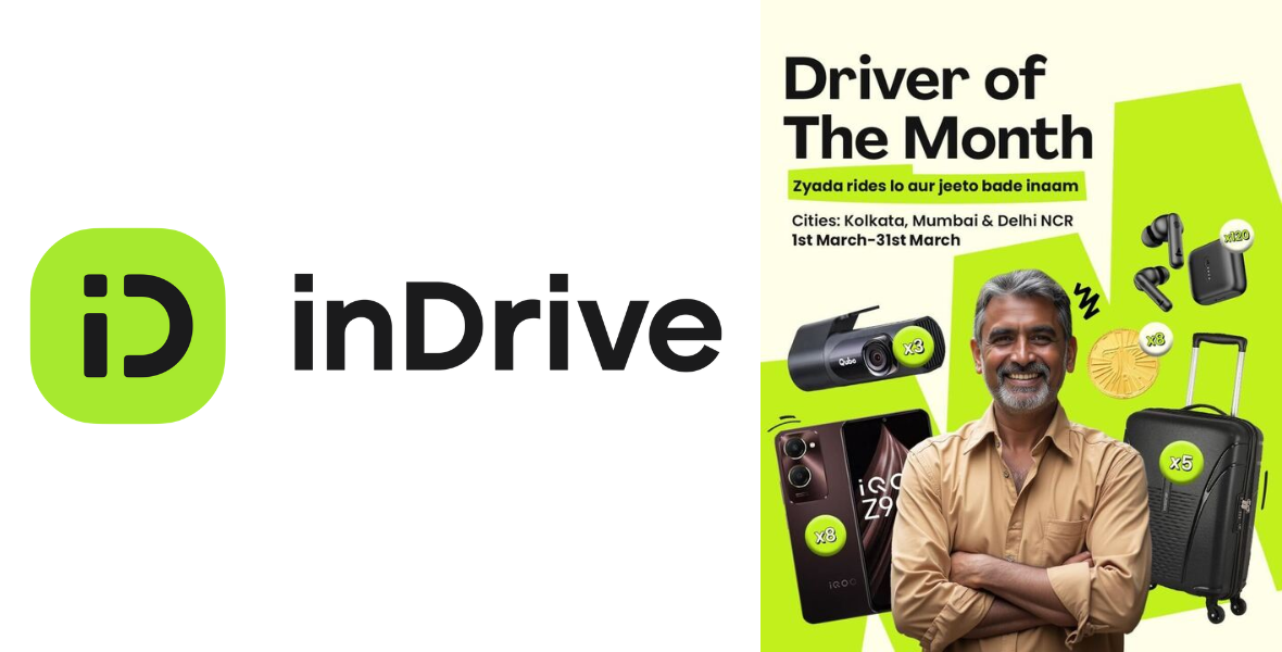 inDrive, inDrive India, ride-hailing, mobility platform, urban services, driver of the month, driver rewards, cab drivers, auto drivers, moto drivers, taxi service, ride-sharing, transportation, passenger choice, fair pricing, low service fees, driver incentives, driver earnings, ride-hailing app, ride-hailing service, Kolkata, Mumbai, Delhi, travel app, set your fare, choose your driver, no surge pricing, best ride-hailing app, driver appreciation, driver engagement, India ride-sharing, inDrive awards, inDrive competition, inDrive driver rewards, inDrive initiative, transportation technology, inDrive passenger benefits, inDrive download, inDrive Sensor Tower ranking, inDrive features,