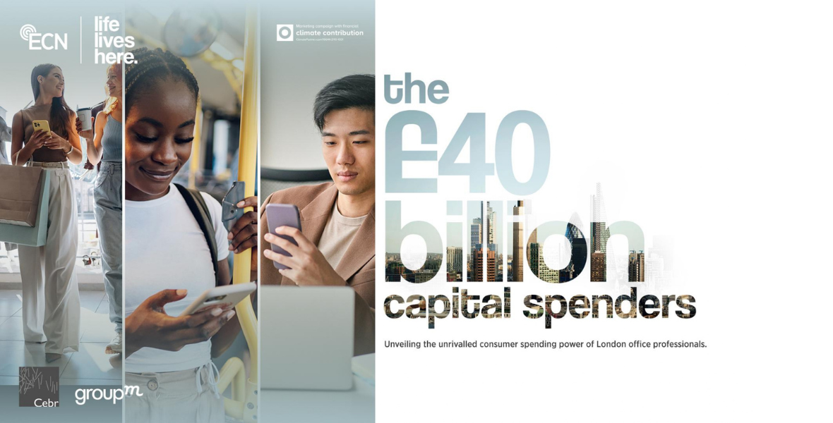 London office professionals, ECN, Executive Channel Network, GroupM OOH, CEBR, Centre for Economics and Business Research, mobile commerce UK, DOOH, digital out-of-home advertising, UK consumer spending, workplace advertising, office media network, in-person shopping UK, high-value consumers, UK economy, digital marketing trends, London professional workforce, mobile shopping behavior, UK retail insights, office environment marketing, advertising to professionals, £40 billion spending, consumer behavior research UK, out-of-home media,