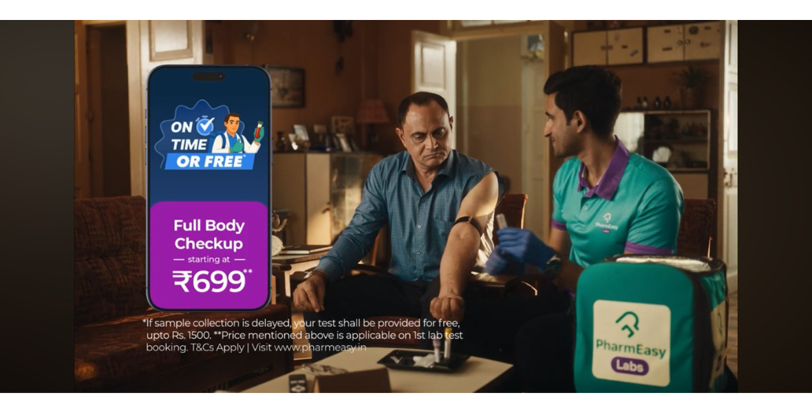 PharmEasy, API Holdings, Siddharth Shah, Gaurav Verma, BusyPeople, Garima Khandelwal, Ruchika Khanna, Prakash Kataria, MadamG, Zig Zag Films, Abhijeet Sudhakar, Anupama Ahluwalia, PharmEasy, PharmEasy TV campaign, PharmEasy lab tests, On-Time or FREE campaign, diagnostic services India, blood test services, online lab test booking, healthcare campaign India, Indian healthcare ads, healthcare punctuality, BusyPeople agency, Garima Khandelwal campaign, Siddharth Shah CEO, Gaurav Verma PharmEasy, phlebotomist network, lab test guarantee, Urvashi jingle ad, Indian healthcare innovation, digital healthcare platform, healthcare marketing India, Zig Zag Films production, healthcare advertising campaign, medical diagnostics India, PharmEasy on-time service, online diagnostics platform, lab test booking app, TV ad healthcare India,