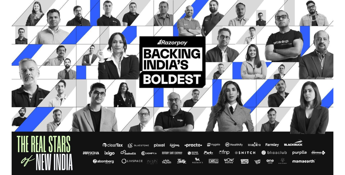 razorpay, backing india’s boldest, india startups, startup founders, indian entrepreneurs, entrepreneurship, IPL 2025 ads, brand campaign, business banking platform, full-stack payments, Jio Hotstar, Masaba Gupta, House of Masaba, MamaEarth, Pixxel, 1mg, Ixigo, Purplle, WholeTruth, Yogabar, Snitch, Awais Ahmed, Suhasini Sampath, Aloke Bajpai, Harshil Mathur, Apoorv Sethi, Pearl Alex, Aarushi Periwal, Shivang Monga, b2b brand, d2c marketing, digital advertising india, founder-first campaign, startup heroes, cricket ad campaign, startup success stories, brand storytelling, India growth, startup movement, venture investment, Razorpay Rize, cultural reset marketing, business innovation india, b2b to d2c crossover, founders as icons, bold marketing India, digital India, Razorpay campaign 2025, digital entrepreneurship India,