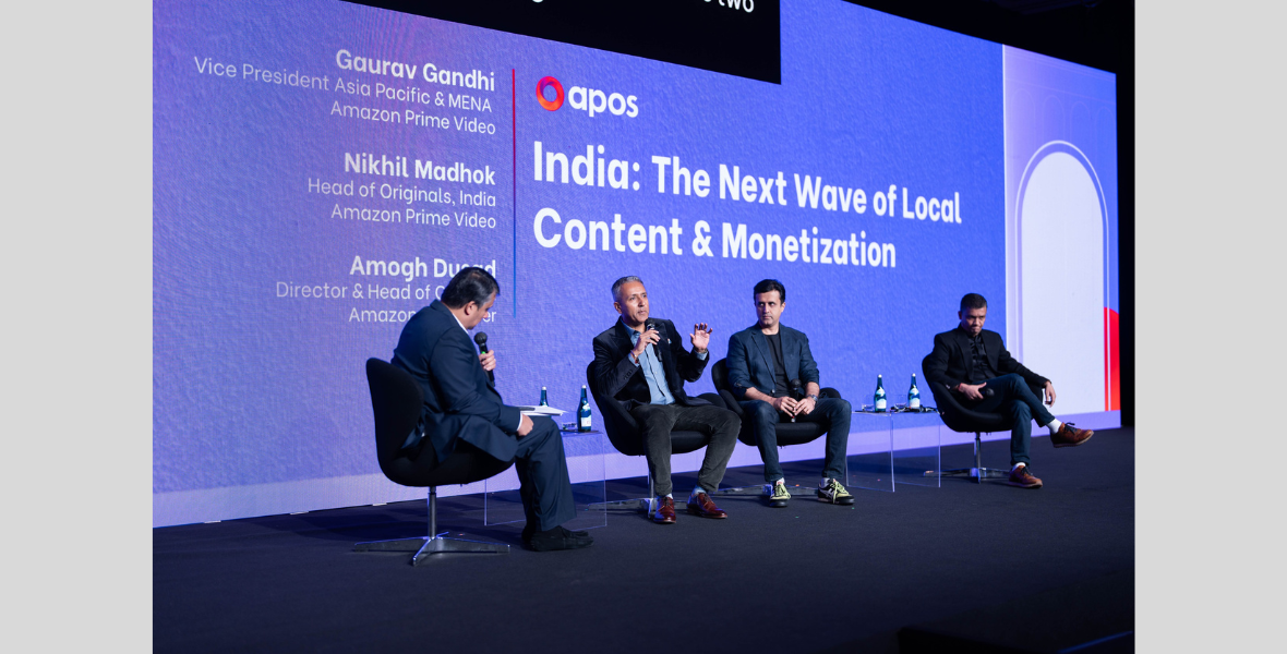 Amazon India, Prime Video, Amazon MX Player, Gaurav Gandhi, Nikhil Madhok, Amogh Dusad, APOS Bali 2025, streaming strategy India, SVOD vs AVOD, Indian OTT platforms, Amazon streaming services, MX Fatafat, short-form content India, Prime Video Originals, Indian streaming market, digital entertainment India, cinematic storytelling India, mobile-first content, Amazon MGM Studios, Nishaanchi movie, Anurag Kashyap, Made in Heaven, The Family Man, Paatal Lok, Call Me Bae, Khauf Prime Video, Dupahiya, Panchayat, streaming content strategy, OTT growth India, ad-supported streaming, subscription-based streaming, India OTT 2025, content localization, Amazon content investment India,