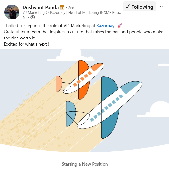 Dushyant Panda, Razorpay, Razorpay Marketing, VP Marketing Razorpay, marketing leadership, fintech marketing, Indian fintech, fintech news, brand strategy, product marketing, performance marketing, SME marketing, Razorpay promotion, IIM Raipur alumni, marketing executive, marketing career, fintech industry, marketing leadership India, adtech news, marketing appointment, business growth Razorpay,