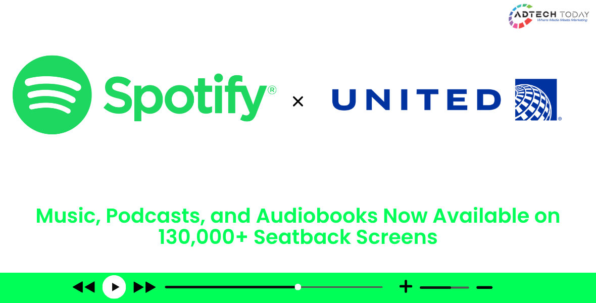 United Airlines, Spotify, United and Spotify collaboration, United Airlines inflight entertainment, 4K seatback screens, Bluetooth audio compatibility, Spotify audiobooks on flights, video podcasts on flights, United seatback screens, Spotify app inflight, personalized Spotify streaming, MileagePlus, Richard Nunn United Airlines, Ian Geller Spotify, Spotify personalized experience, Spotify app seatback integration, United aircraft Spotify content, Spotify podcasts on planes, Spotify audiobooks inflight, Starlink-equipped aircraft, gate-to-gate streaming, MileagePlus bonus miles, Spotify Premium miles offer, Kinective Media United Airlines, United Spotify partnership, Spotify content seatback screens, United inflight Spotify library, Spotify Premium offer on United flights, United Airlines media channels, in-flight streaming Spotify, United Club Spotify promotion, Spotify playlist seatback, podcast streaming inflight, United Airlines Starlink, Spotify inflight listening experience,
