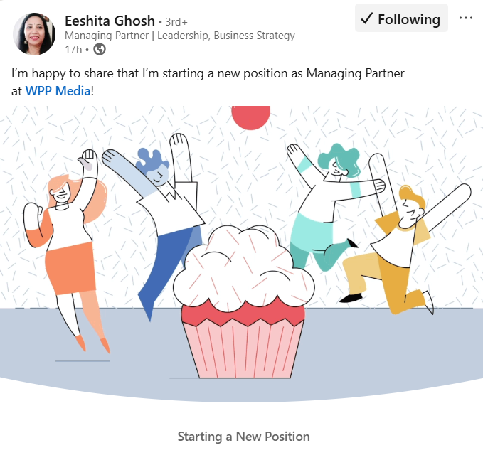 Eeshita Ghosh, WPP Media, media appointment, managing partner, media industry news, GroupM, media leadership, media strategy, advertising industry, marketing news, media planning, FMCG marketing, media agency news, Motivator, Wavemaker, adtech today, media professional India,