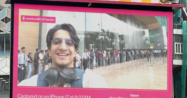 Flipkart Minutes delivers iPhone 17 within minutes of launch and turns it into a live billboard ad outside the Apple Store