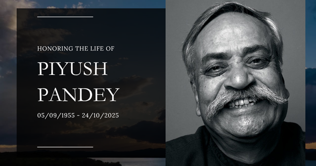 Portrait of Piyush Pandey, Indian advertising legend known for shaping iconic campaigns and nation-building stories,