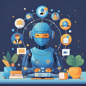 Illustrations depicting Agentic AI in action, showing autonomous systems managing marketing campaigns, personalization, and decision-making across industries,