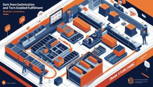 AI-generated illustration of Quick Commerce 2025, showing fast delivery, technology, and customer interaction,