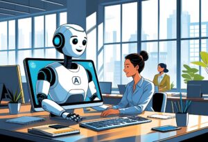 Illustrations depicting Agentic AI in action, showing autonomous systems managing marketing campaigns, personalization, and decision-making across industries,