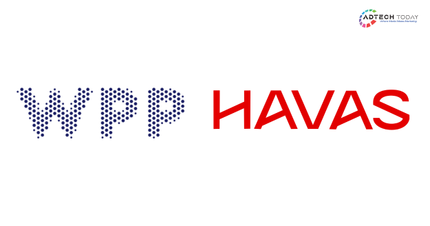 Illustration representing global advertising industry consolidation with Havas and WPP logos symbolizing strategic talks