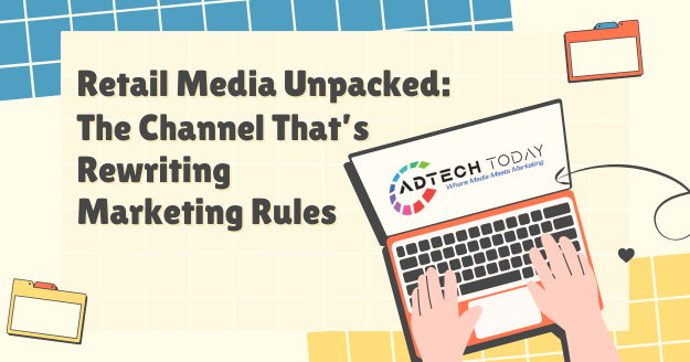 Marketer analyzing retail media dashboard showing data-driven insights connecting storytelling with conversion,