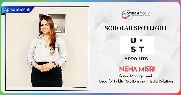 Portrait of Neha Misri, newly promoted Senior Manager and Lead for Public Relations and Media Relations at UST, overseeing global communication across 30+ countries