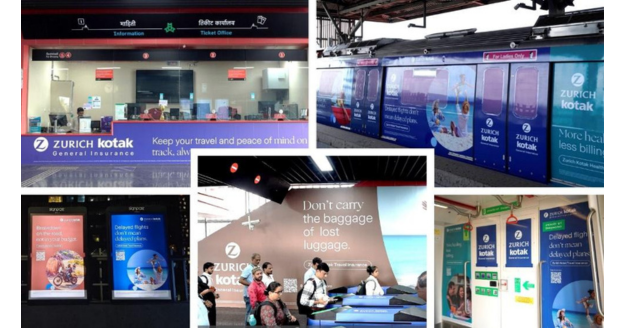 Platinum Outdoor and Zurich Kotak General Insurance unveil large-scale branding at Goregaon East Metro Station on Mumbai Metro Line 7, enhancing brand visibility