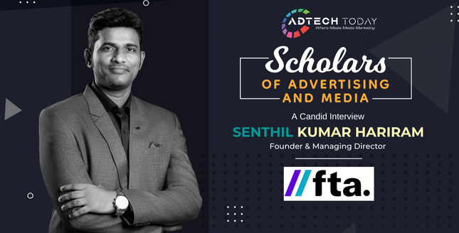 Portrait of Senthil Kumar Hariram with headline about next-gen, outcome-first marketing,