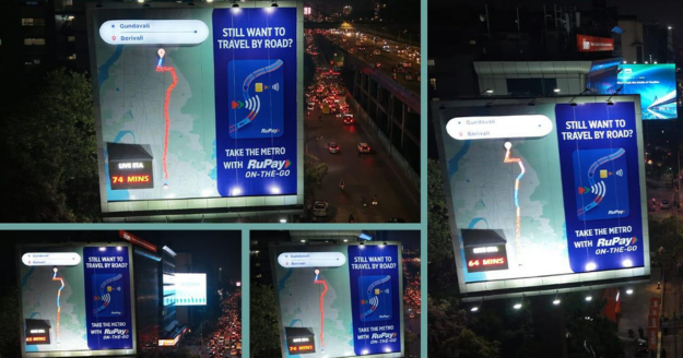 RuPay ON-THE-GO outdoor advertising campaign displayed across major commuter routes in Mumbai