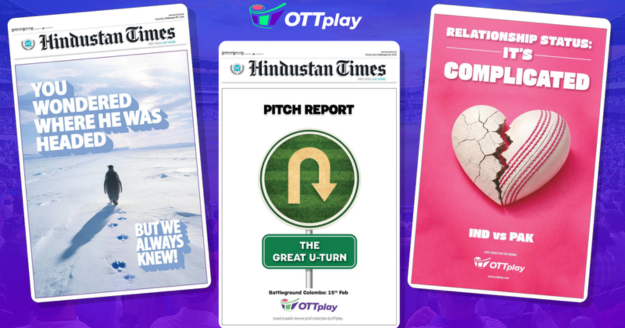 OTTplay print campaign on India–Pakistan match with Hindustan Times,