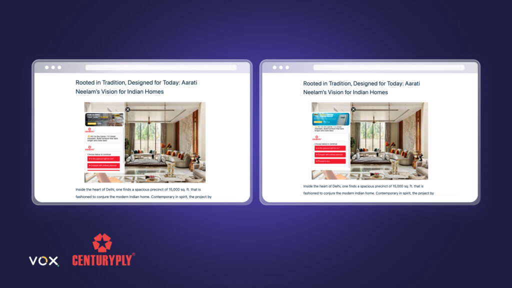 CenturyPly, Sainik 710, Hybrid, VOX AI, contextual advertising, AI advertising, conversational advertising, AI vision platform, AI chatbot ads, interactive advertising, home improvement marketing, digital marketing, brand partnership, AdTech