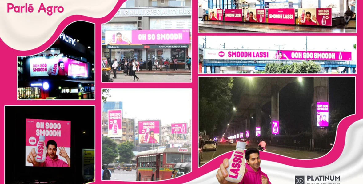 Parle, Parle Agro, Platinum outdoor, outdoor advertising, nationwide campaign, Smoodh Lassi, Indian beverage company, outdoor campaign, product, festive season, visibility, touchpoints, Navratri, Durga Puja, OOH media, out of home, OOH media formats, strategic locations, arterial roads, transit hubs, corporate areas, brand visibility, festive celebrations, maximum reach, Nadia Chauhan, managing director, marketing, OOH, engagement, reach, consumer landscape, MRP, Dipankar Sanyal, TG-centric, impression, brand message, festive market, Madison World, media, digital, TV, print, radio, cinema, outdoor, activation, PR, creative & sport, marketing, sustainable profits, market share, Indian beverage company, brand turnover, beverage market,