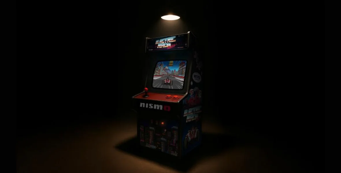 Nissan Formula E, NISMO Electric Racer Tokyo, Kentaro Yoshida, Oliver Rowland, Norman Nato, Tommaso Volpe, Nissan motorsport, Formula E World Championship, Tokyo E-Prix, retro arcade racing game, 8-bit racing game, Tokyo racing game, Japanese gaming culture, electric street racing, Nissan racing game, Sakura livery, Mount Fuji backdrop, cherry blossom design, mobile racing game, PC racing game, leaderboard challenge, racing against professionals, classic video game style, Japanese illustrator, pastel tone art, bold linework, quirky characters, video game advert, 90s inspired racing game, Nissan Global Headquarters, Yokohama event, NISMO social channels, electric motorsport innovation, high-speed racing simulation, immersive racing experience, Nissan heritage, Tokyo street circuit, racing game launch, virtual Formula E experience, NismoElectricRacer.com,