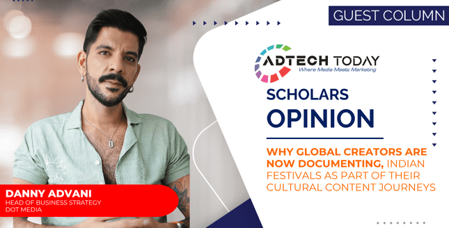 Vibrant Indian festival celebration with colors, traditional attire, and people capturing moments for social media content,